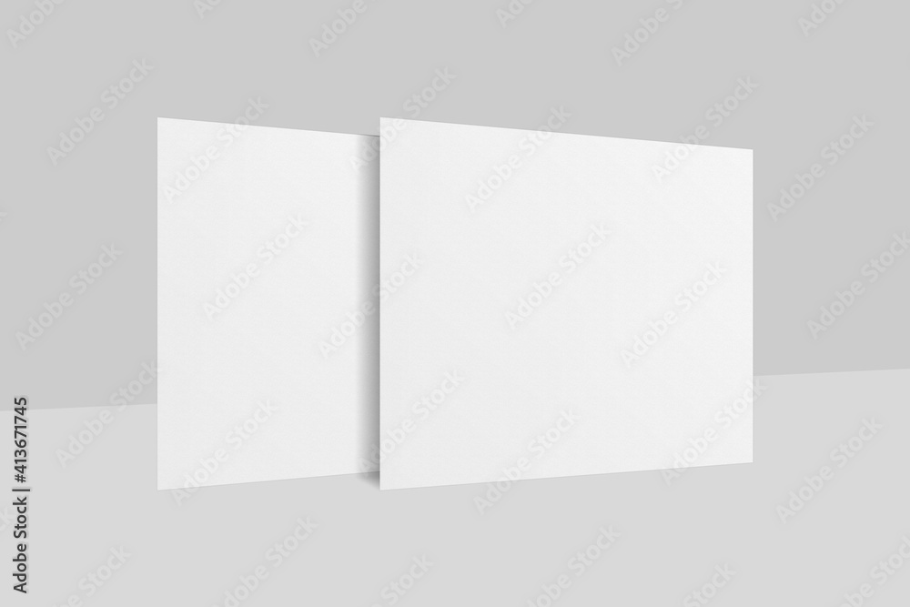 Realistic blank square flyer brochure for mockup. Paper or poster illustration. 3D Render. Realistic blank square flyer brochure for mockup. Paper or poster illustration. 3D Render.