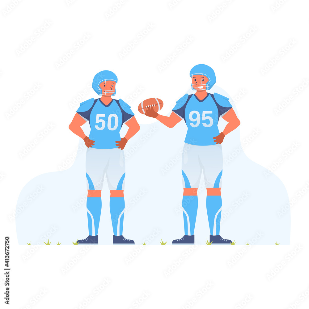 flat illustration american football on white background