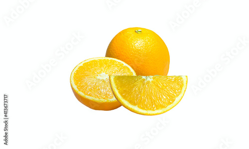 Fresh orange Close up Sliced lemons fruit on white background 