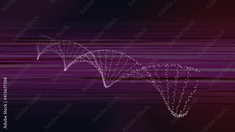 Digital animation of dna structure spinning against light trails on purple background Digital animation of dna structure spinning against light trails on purple background