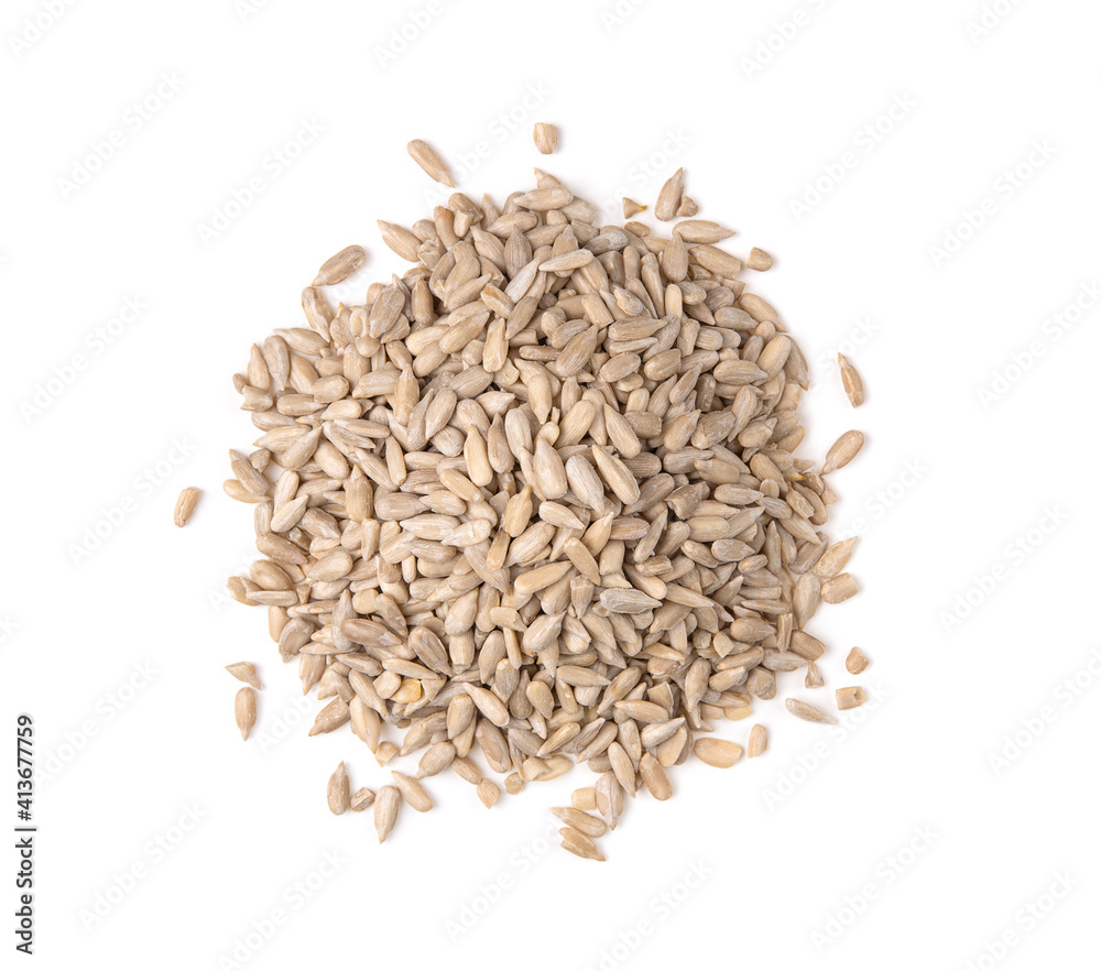 sunflower seeds isolated on white background. top view sunflower seeds isolated on white background. top view