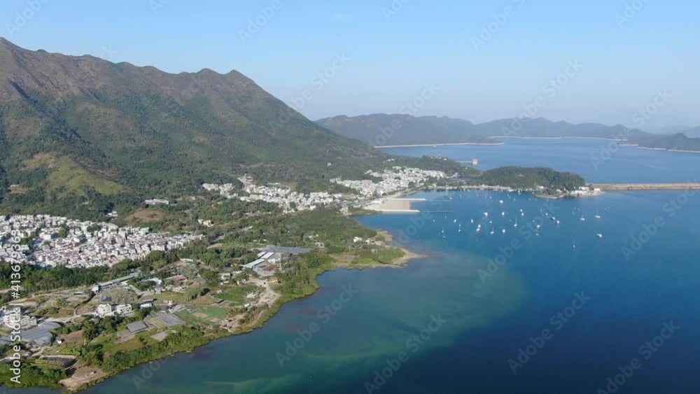 Aerial view of Hong Kong Lung Mei Tsuen coastline, including an artificial Beach extension. Aerial view of Hong Kong Lung Mei Tsuen coastline, including an artificial Beach extension.