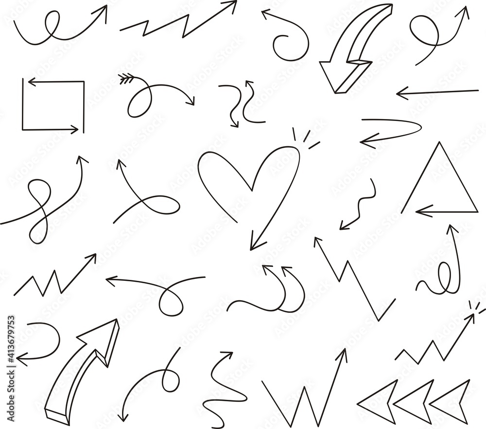 Set of arrows vector illustration.Arrow doodles vector Set of arrows vector illustration.Arrow doodles vector