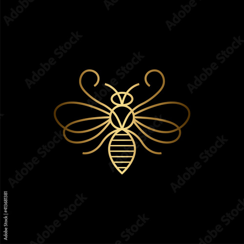 Gold bee honest logo design premium