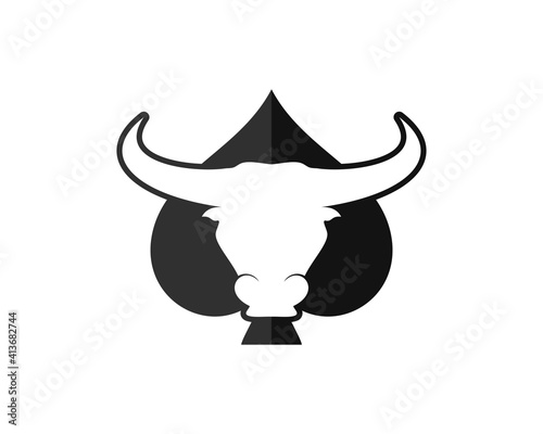 Black spade with bull head inside
