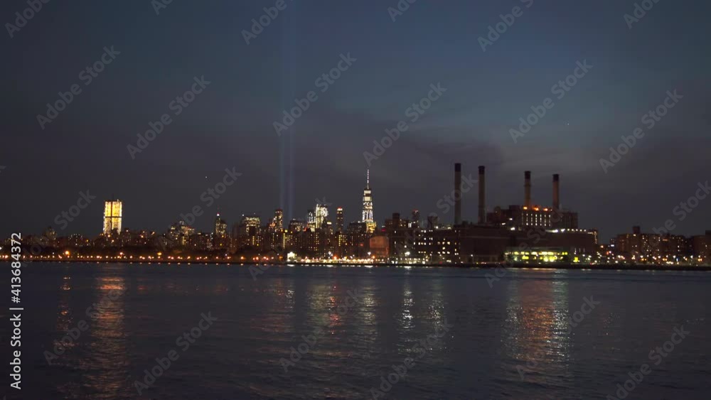 September 11 Memorial lights looking from Brooklyn New York City September 11 Memorial lights looking from Brooklyn New York City