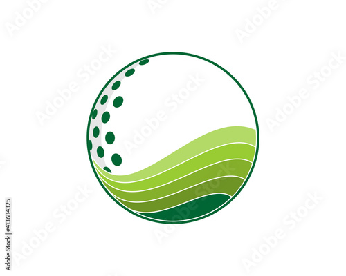 Golf ball with green field inside