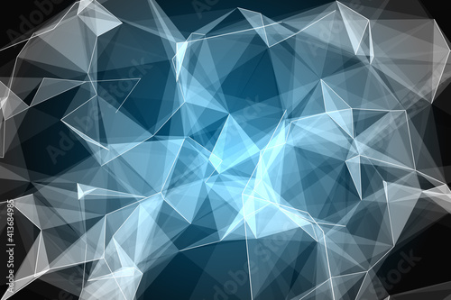 Abstract illustration of blue plexus networks against black background