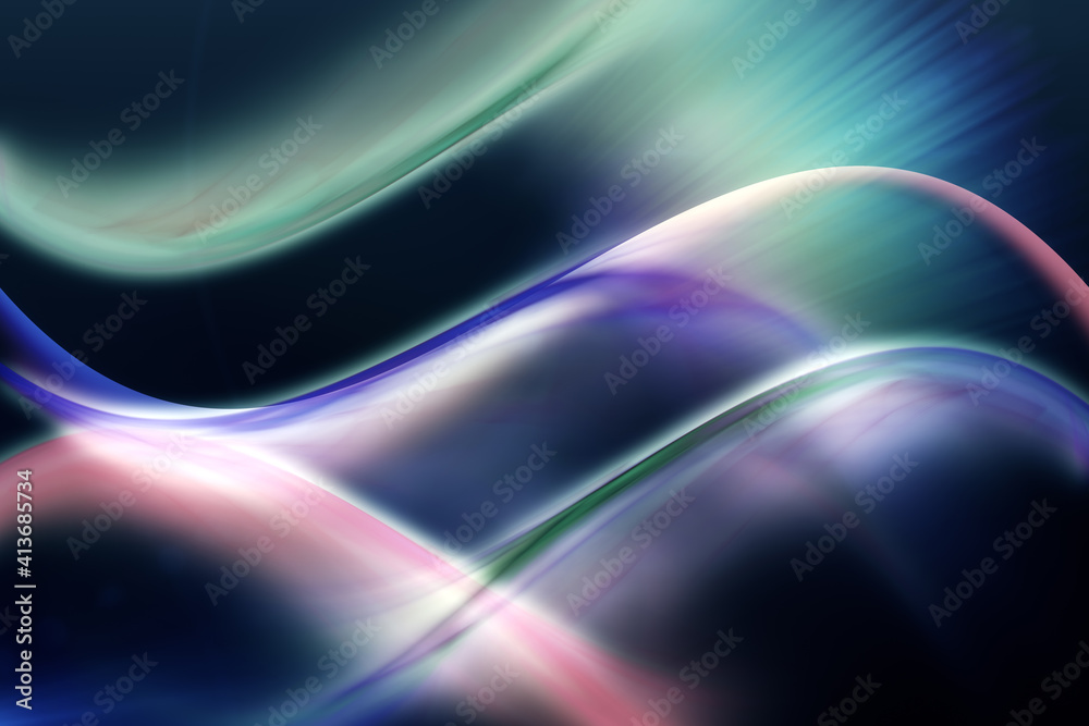 Naklejka premium Abstract illustration of multicolored glowing digital waves against black background