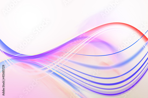 Abstract illustration of multicolored glowing digital waves against white background
