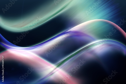 Abstract illustration of multicolored glowing digital waves against black background