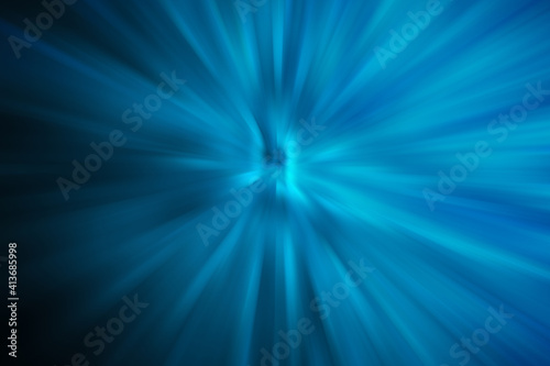Abstract illustration of blue motion blur effect on black background