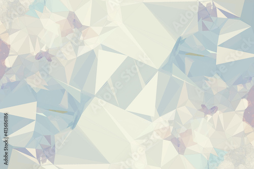 Abstract illustration of blue and grey geometrical polygonal abstract shapes against white backgroun
