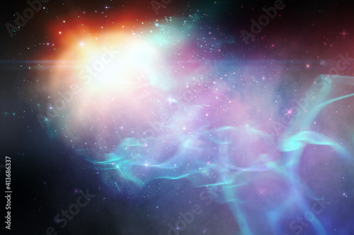 Fototapeta Naklejka Na Ścianę i Meble -  Abstract illustration of colorful nebula in space background