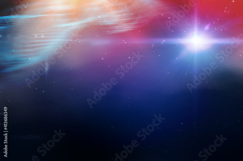 Abstract illustration of colorful nebula and shining stars in space background