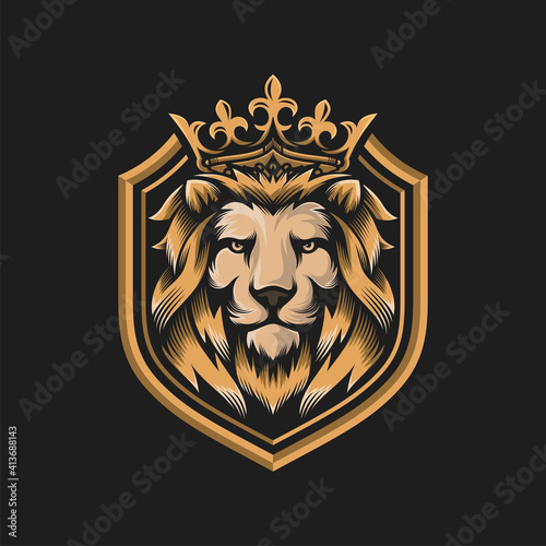 Luxury lion king logo image vector template