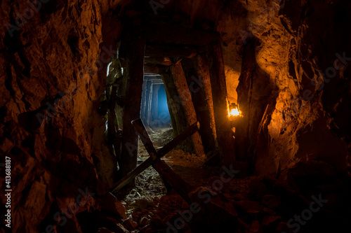 Abandoned tunnel in a gold mine in Serbia
