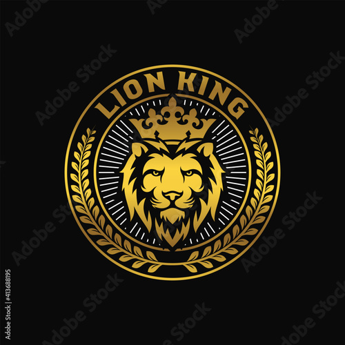 Luxury lion king logo image vector template