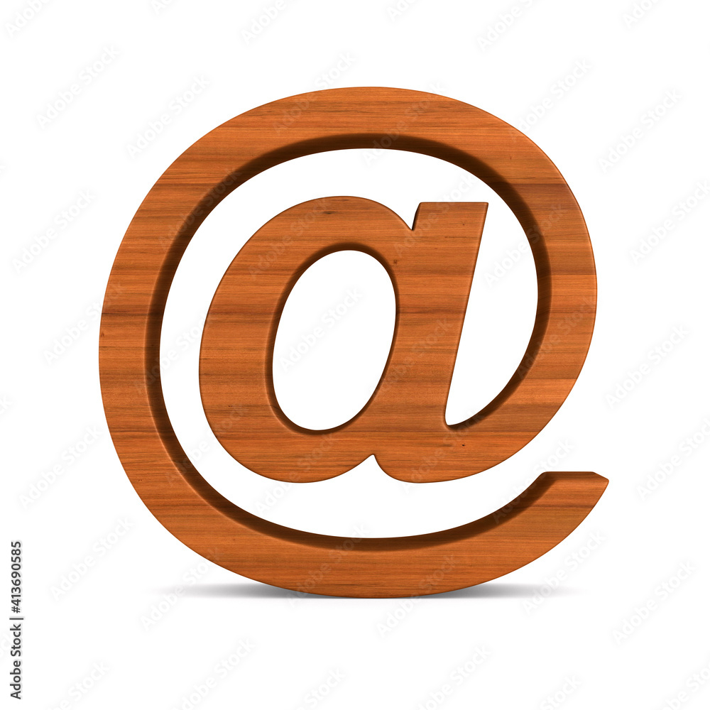 wooden symbol email on white background. Isolated 3D illustration wooden symbol email on white background. Isolated 3D illustration