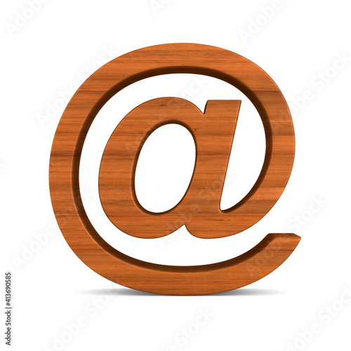wooden symbol email on whit...
