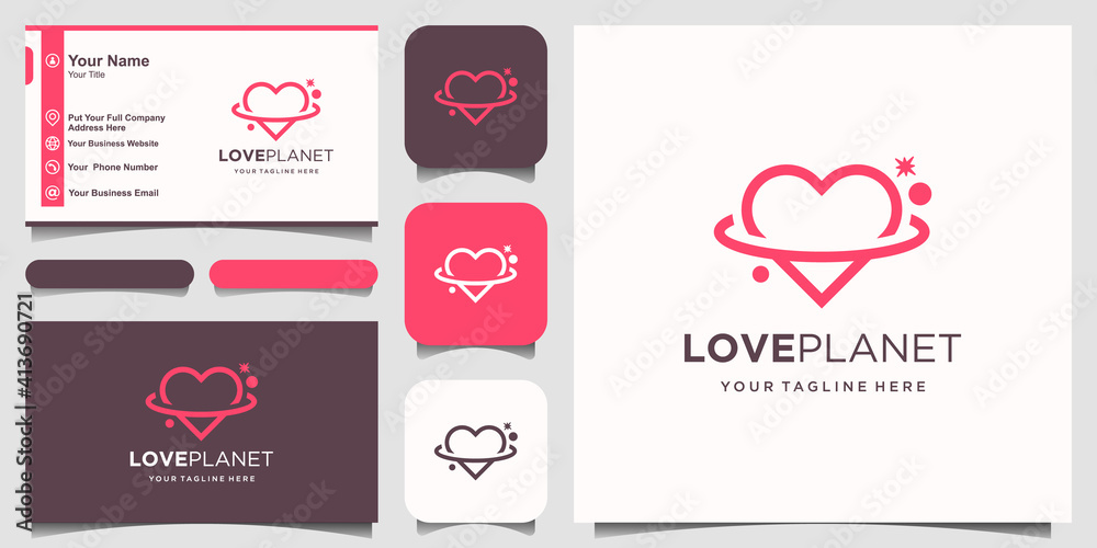 Creative modern orbit space globe World with heart or love Logo Template vector illustration Creative modern orbit space globe World with heart or love Logo Template vector illustration