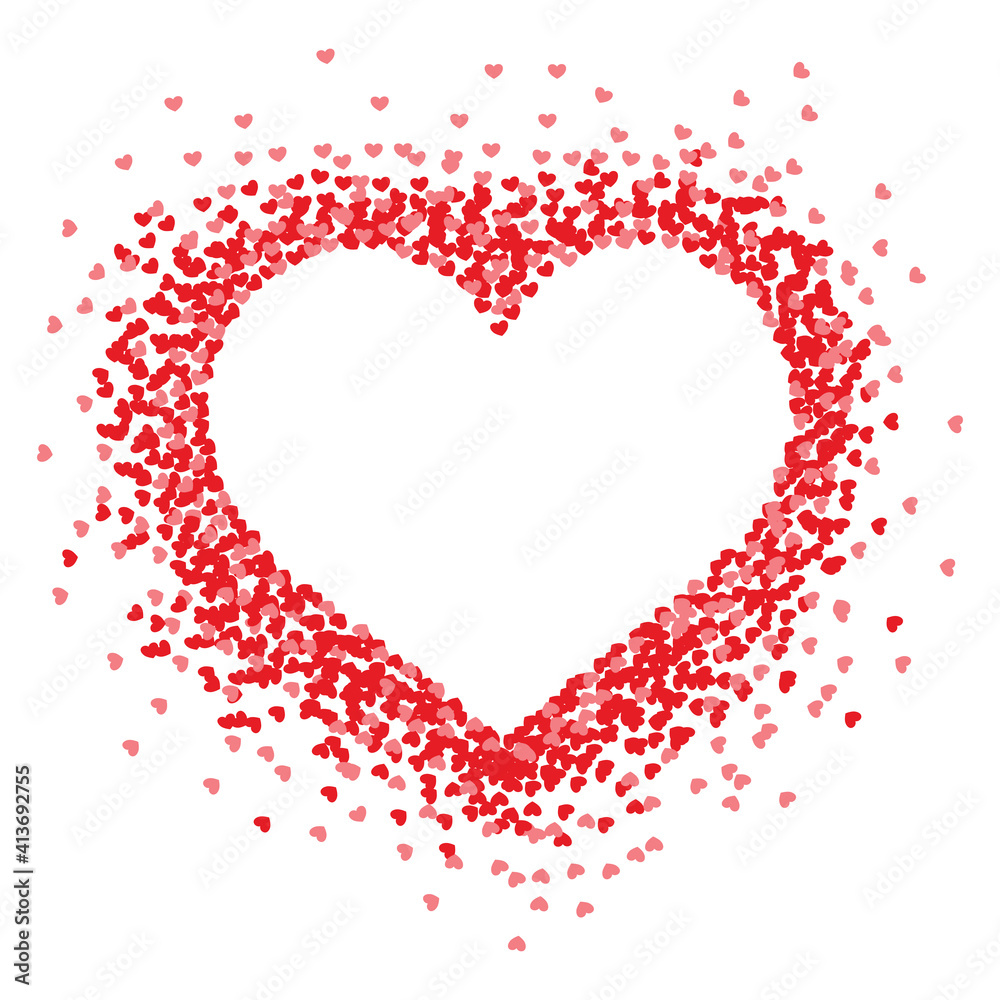 Digitally generated illustration of multiple red hearts forming a big heart on white background