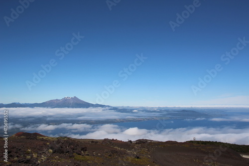 Fototapeta Naklejka Na Ścianę i Meble -  View from the slopes of the Osorno Volcano near Puerto Montt, southern Chile.