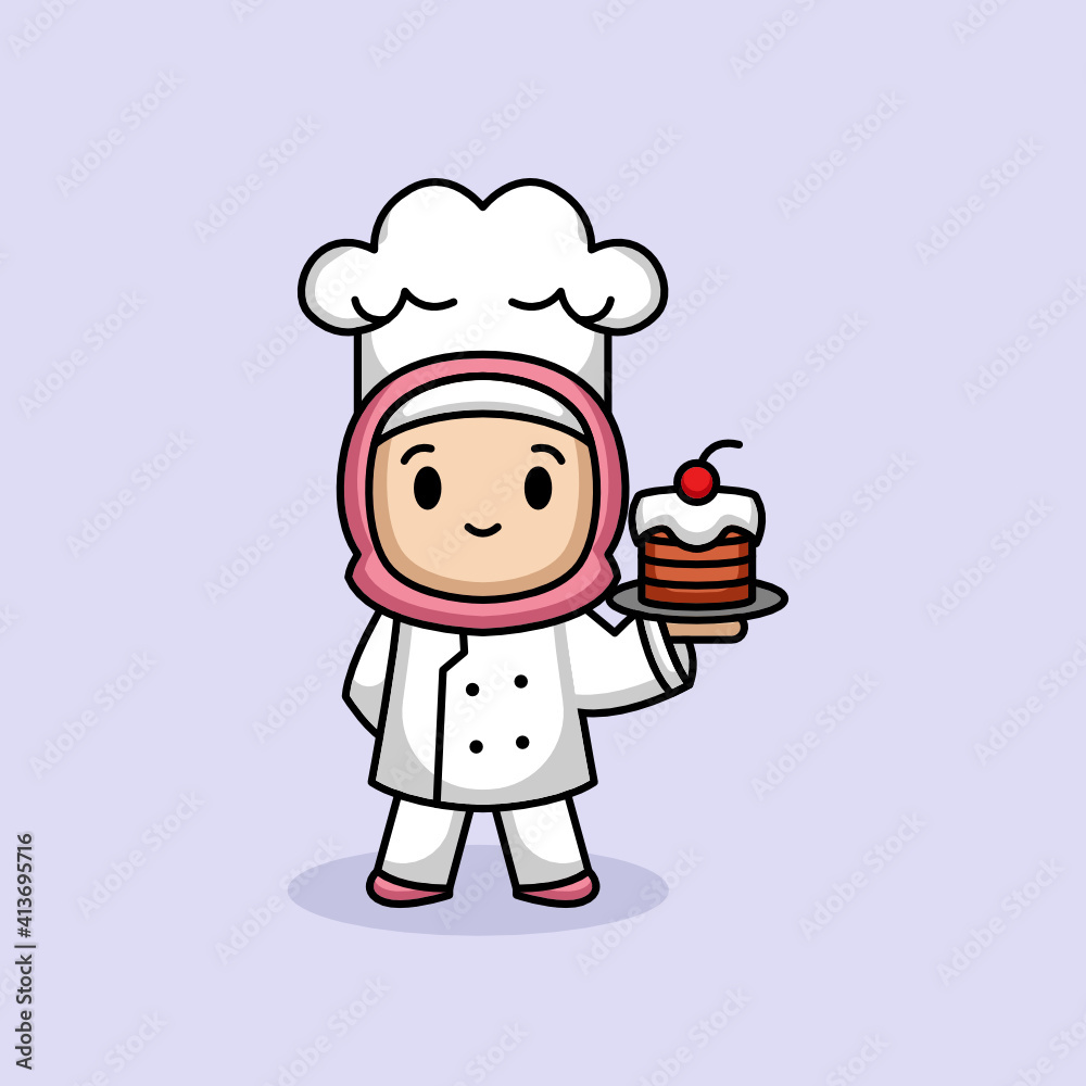 Cute Muslim girl in a chef costume Cute Muslim girl in a chef costume
