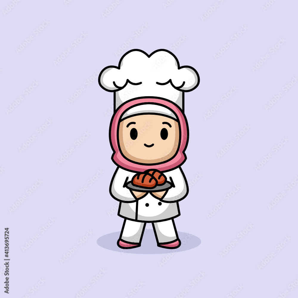 Cute Muslim girl in a chef costume Cute Muslim girl in a chef costume