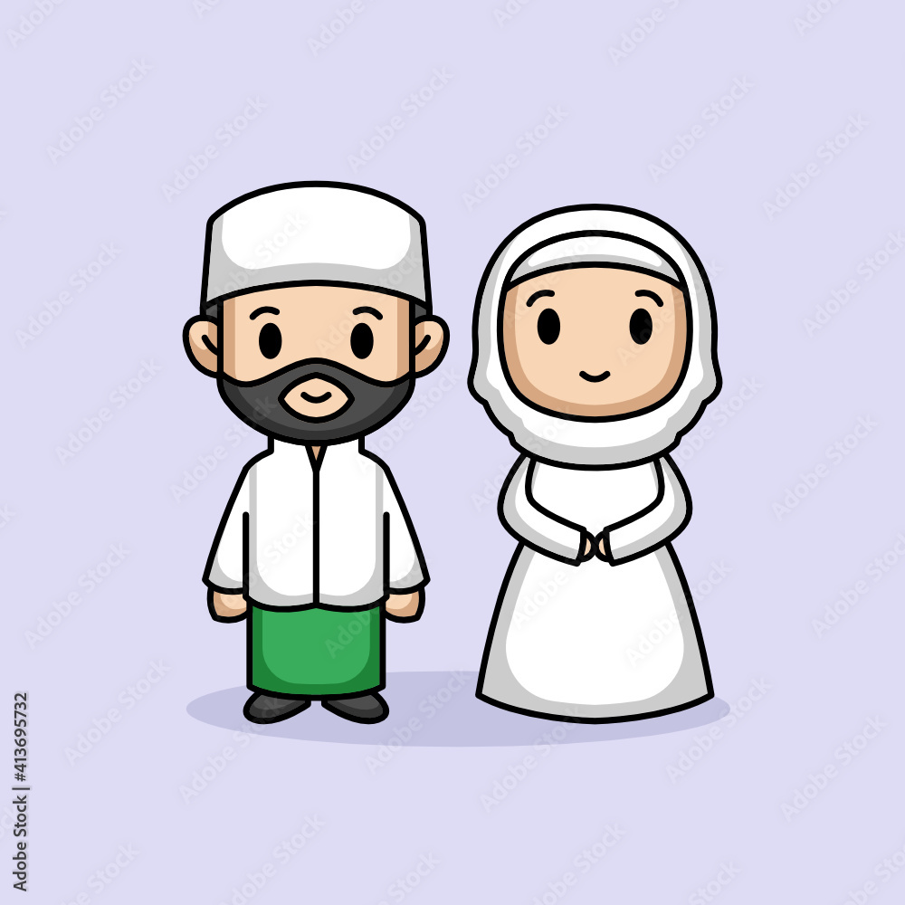 Cute Muslim couple greetings for Ramadhan