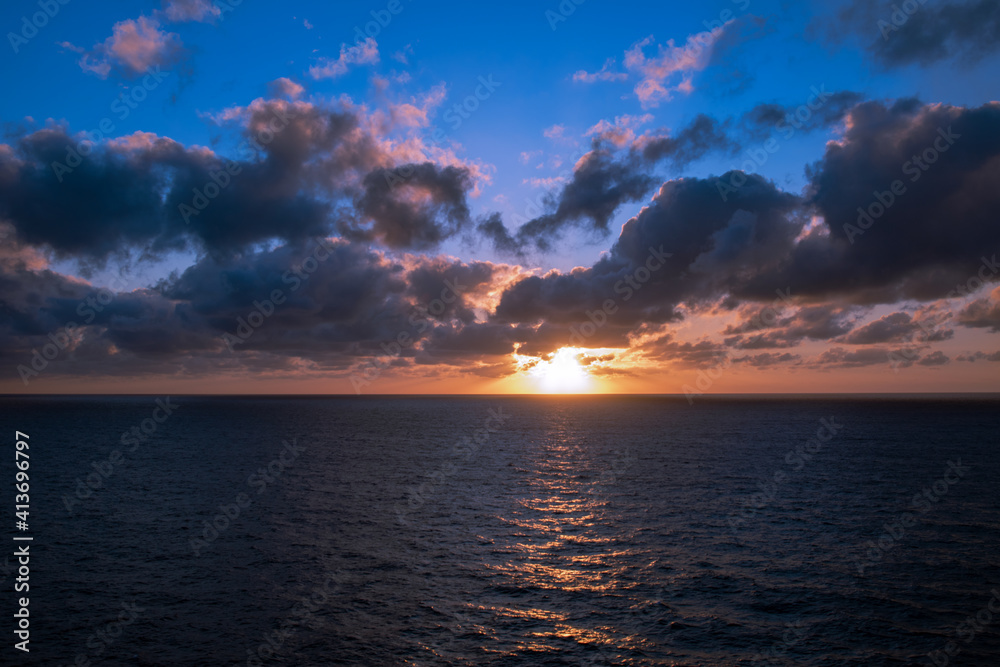 sunset on the high seas