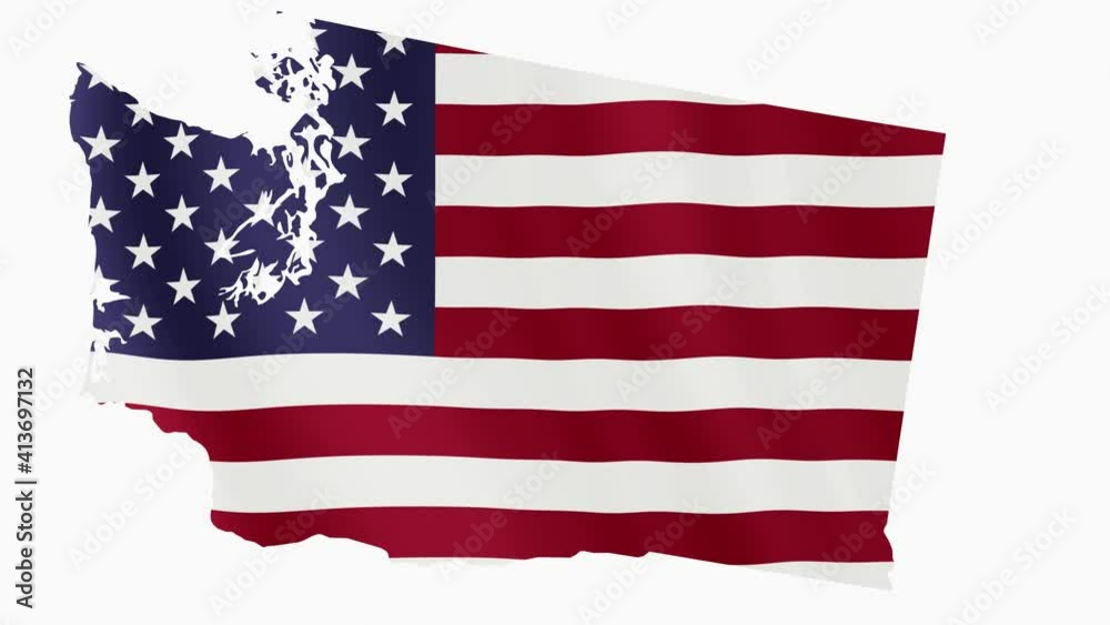 Washington map flag Flag United States Of America video. 3d Washington ...