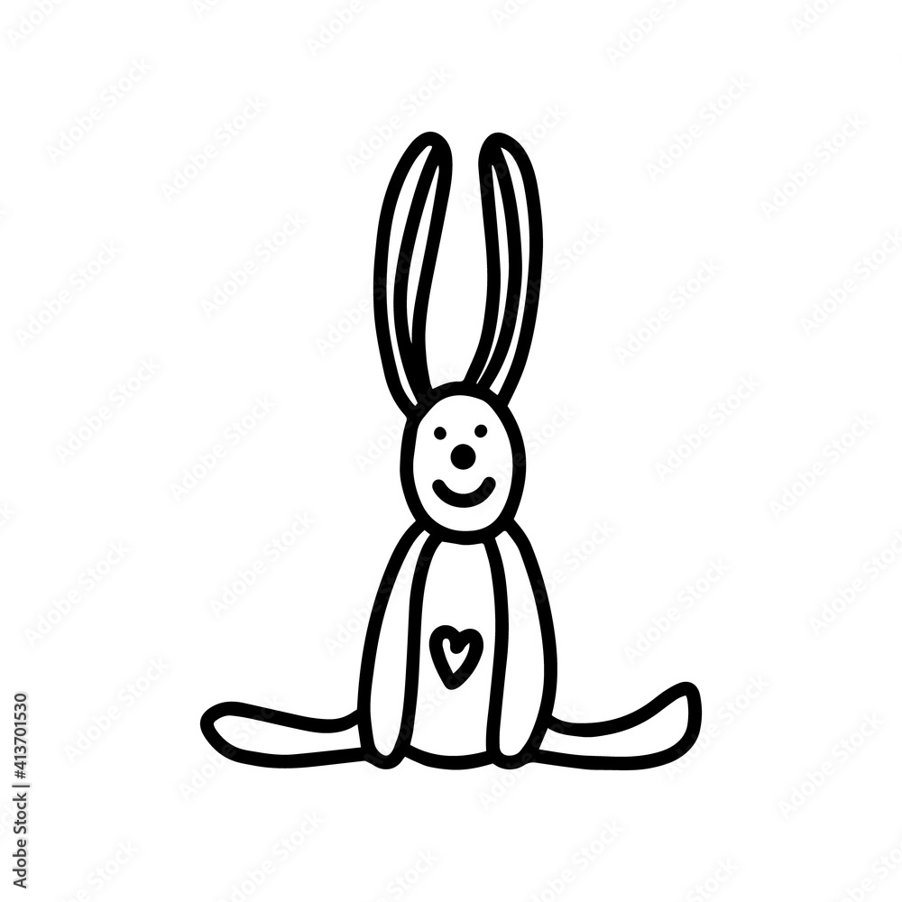 The Easter bunny. Big-eared Easter rabbit.Hand-drawn vector illustration in the doodle style. Design for Easter The Easter bunny. Big-eared Easter rabbit.Hand-drawn vector illustration in the doodle style. Design for Easter