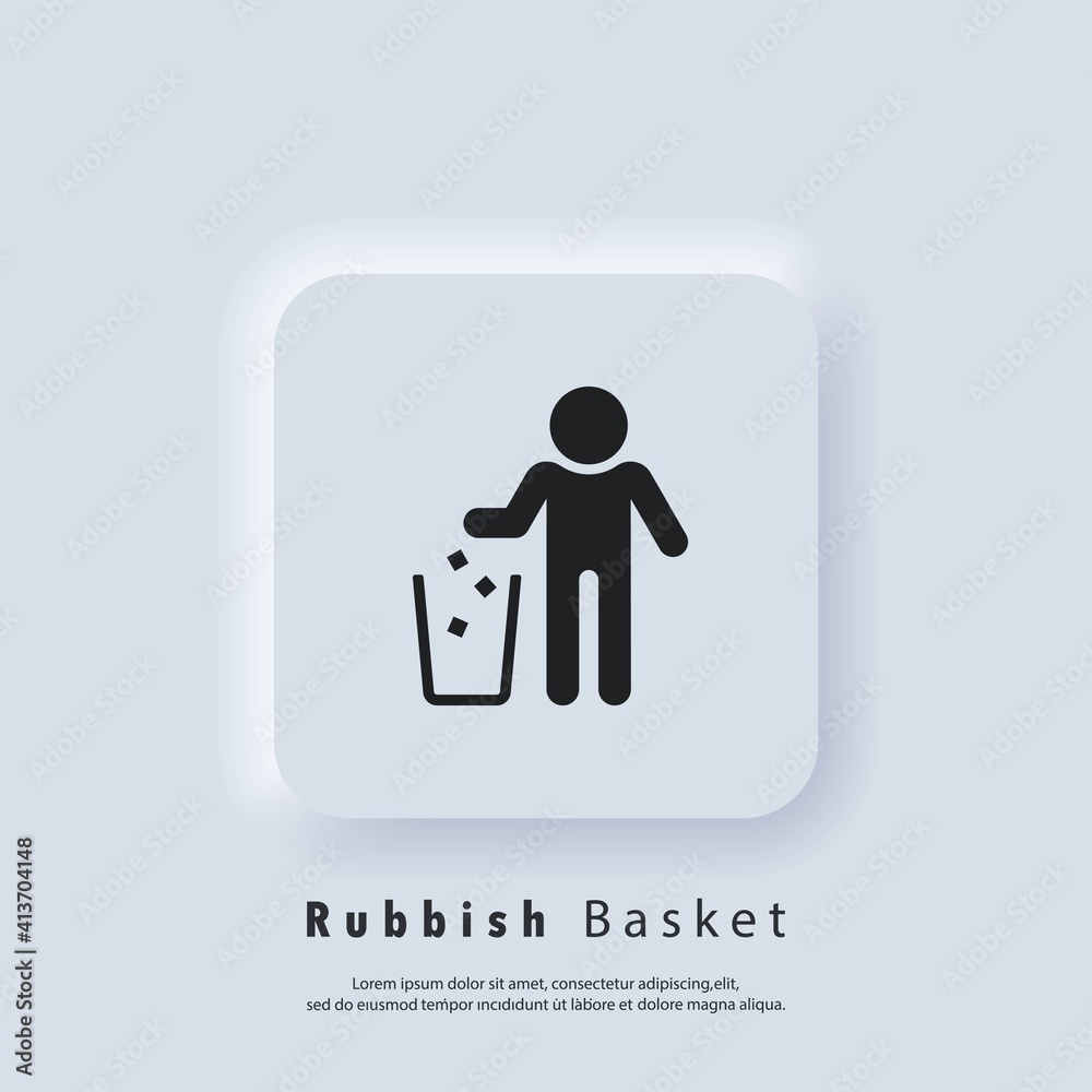 Do not litter sign. Trash can icon. Rubbish basket. Vector EPS 10. UI icon. Neumorphic UI UX white user interface web button. Neumorphism Do not litter sign. Trash can icon. Rubbish basket. Vector EPS 10. UI icon. Neumorphic UI UX white user interface web button. Neumorphism