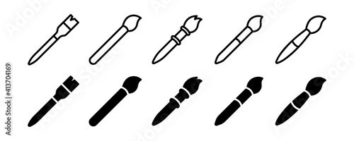 Paint brush icon set. Vector graphic illustration. Suitable for website design, logo, app, template, and ui. 