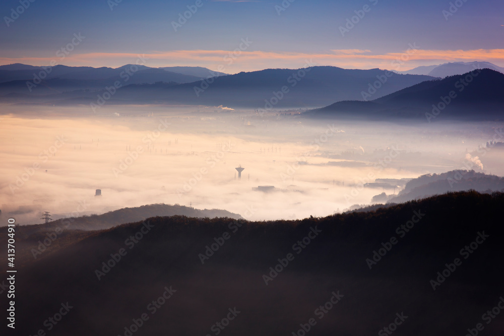 Scenic view of cloudscape over landscape Scenic view of cloudscape over landscape