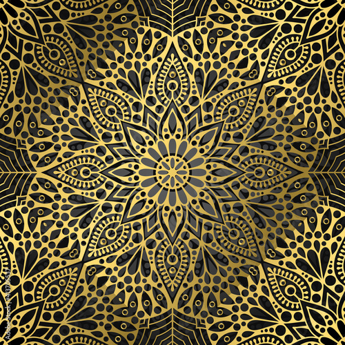 abstract light gold and black luxury ornament texture and dark carbon black on dark.