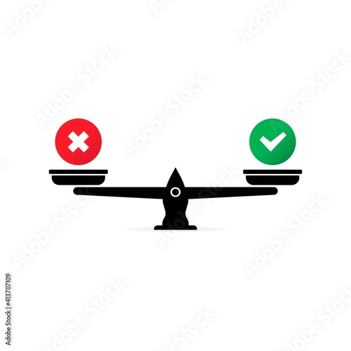 Scale with decision icon. Fact or myth. Vector EPS 10. Isolated on white background