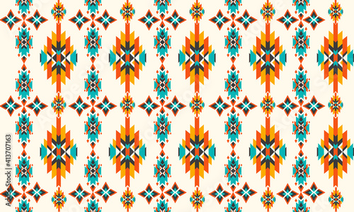 Vector seamless decorative ethnic pattern. American indian motifs. Design for background,carpet,wallpaper,clothing,wrapping,Batik,fabric,Vector illustration.embroidery style.