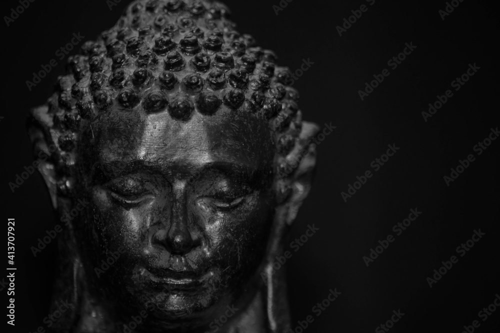 black and white buddha statue