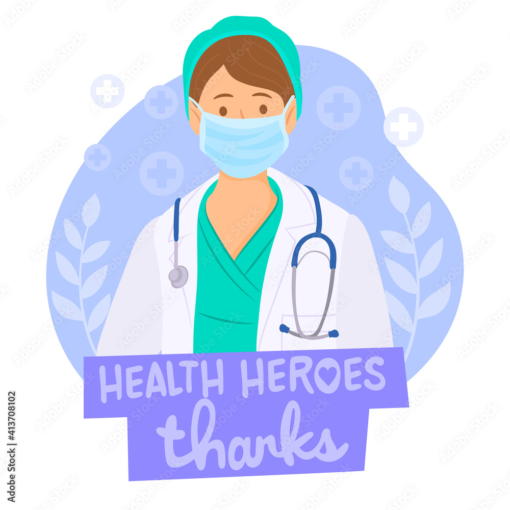 A female doctor with a mask and stethoscope A female doctor with a mask and stethoscope