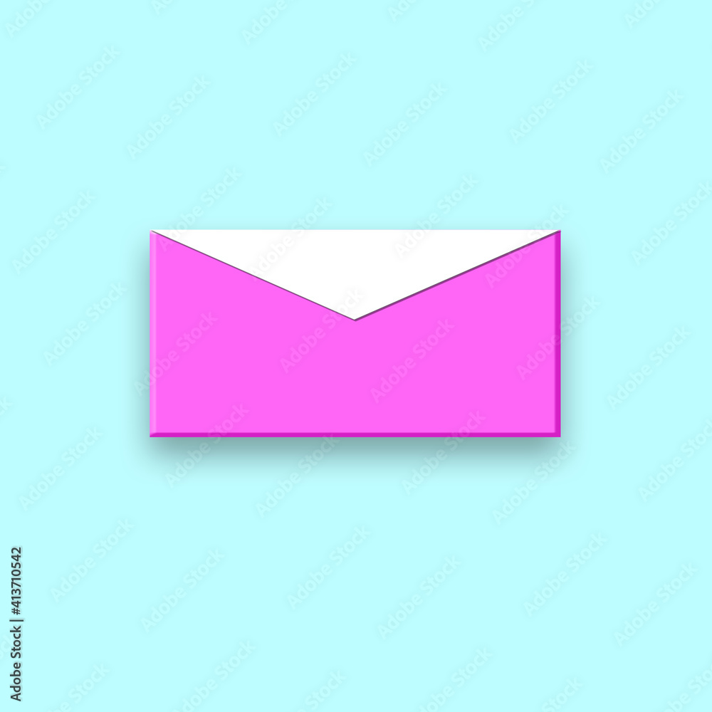 cute 3d letter envelope isolated on light blue background. 3d rendering cute 3d letter envelope isolated on light blue background. 3d rendering