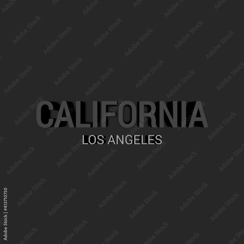 california los angeles text in 3D style on dark background. 3D rendering