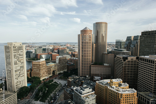 High angle view of cityscape against sky photo