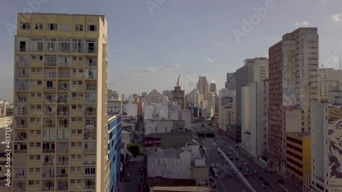 Avenida Tiradentes on city center of Sao Paulo on a traffic day photo