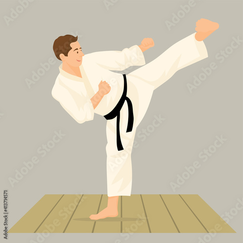 karate boy practicing martial arts 