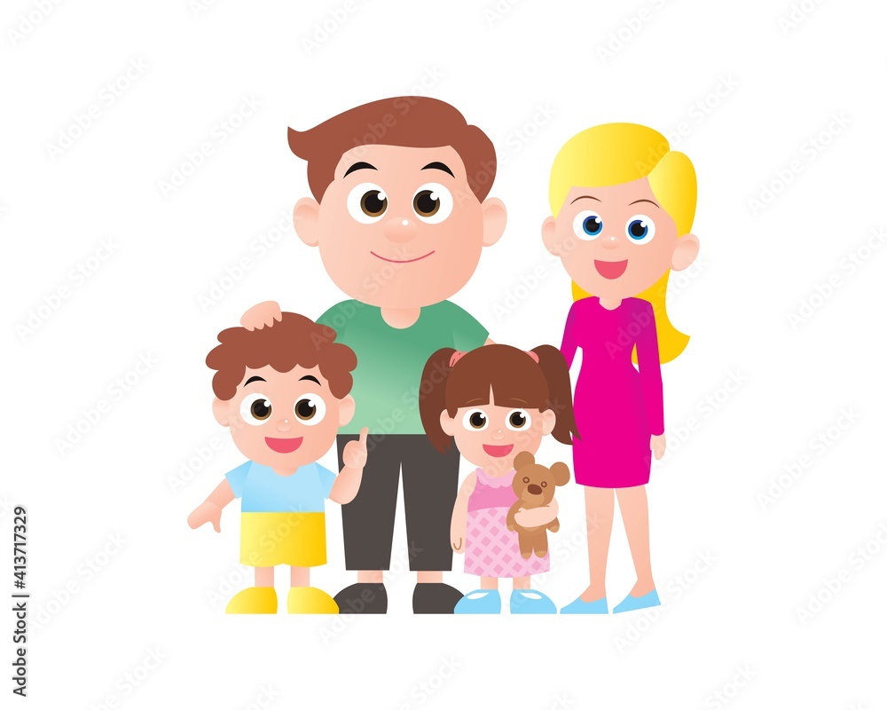 happy family. vector illustration isolated cartoon