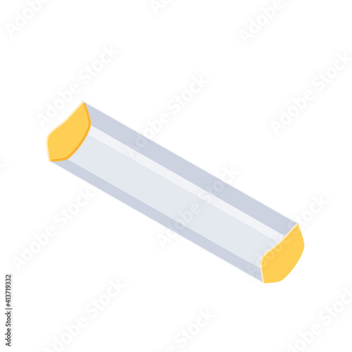 design of a vector emulsion coarter with a combination of yellow and silver colors as a container for emulsion screen printing. white background