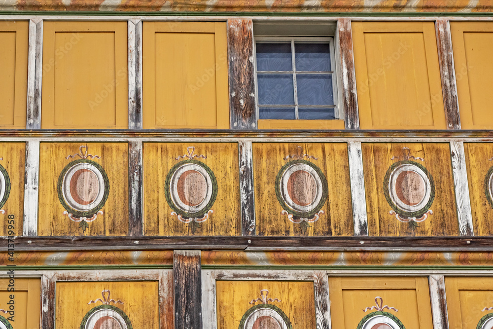 hand-painted old wooden facade hand-painted old wooden facade