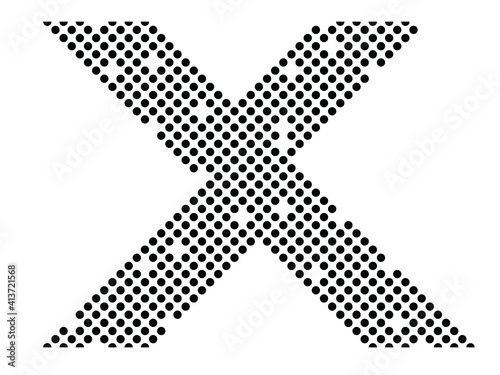 Halftone dots in Cross Form . Vector Illustration. Letter x  Logo . Design element . Abstract Geometric shape . 